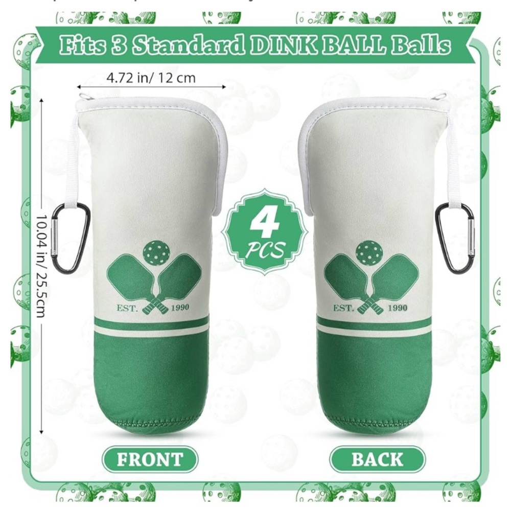 Amazon Green and White Pickleball Paddle Covers with Carabiner (4-Pack)